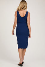 PinkBlush Navy Blue Sleeveless Ribbed Knit Fitted Maternity Dress Everetts Place