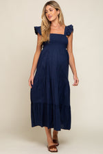 PinkBlush Navy Blue Sleeveless Tiered Maternity Maxi Dress Everetts Place