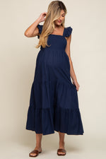 PinkBlush Navy Blue Sleeveless Tiered Maternity Maxi Dress Everetts Place