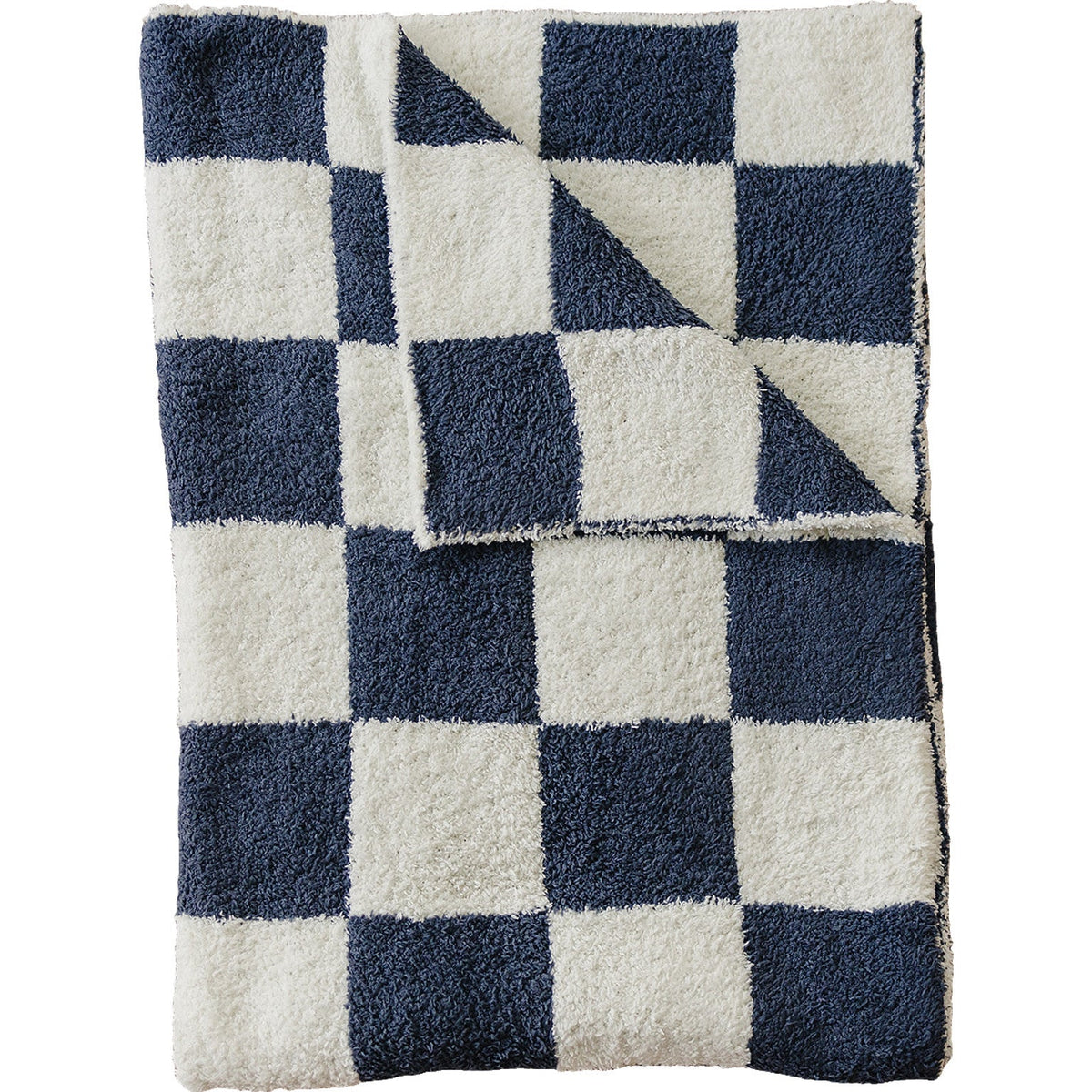 Mebie Baby Navy Checkered Plush Baby and Toddler Swaddling Blanket - 
