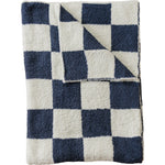 Mebie Baby Navy Checkered Plush Baby and Toddler Swaddling Blanket - 