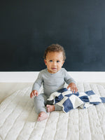 Mebie Baby Navy Checkered Plush Baby and Toddler Swaddling Blanket - 