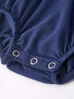 Rylee Faith Designs Navy Christmas Baby Girls Romper With Santa Sleigh Design - 