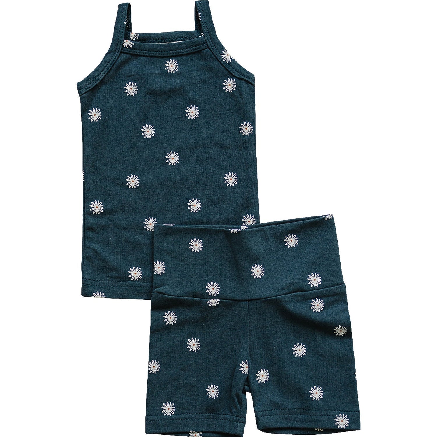 Navy Daisies Tank + Biker Short Set - Baby & Toddler Clothing, Nightwear, Pocket, Child, Overall | Everetts Place