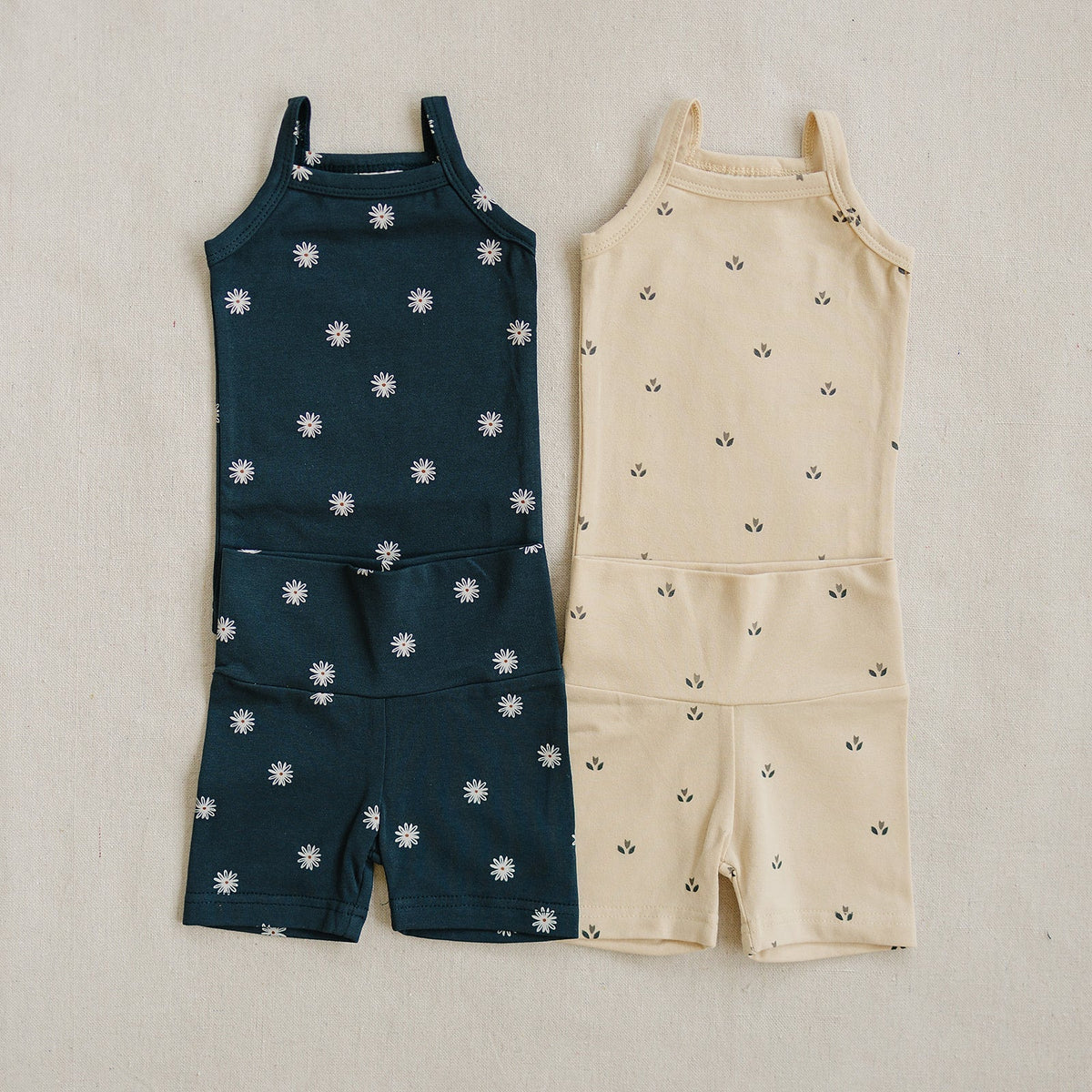 Mebie Baby Navy Daisies Tank + Biker Short Set - 