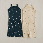 Mebie Baby Navy Daisies Tank + Biker Short Set - 