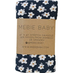 Mebie Baby Navy Daisy Bamboo Stretch Swaddle for Babies by Mebie Baby - 