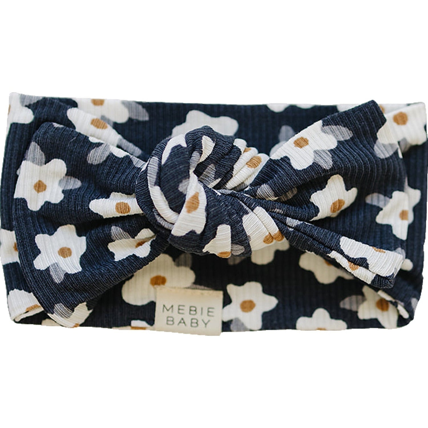 Navy Daisy Ribbed Bamboo Head Wrap - Bow tie, Headband, Ribbon, Knot, Pattern | Everetts Place