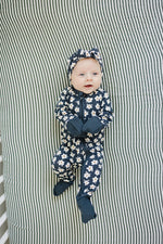 Mebie Baby Navy Daisy Ribbed Bamboo Zipper - 