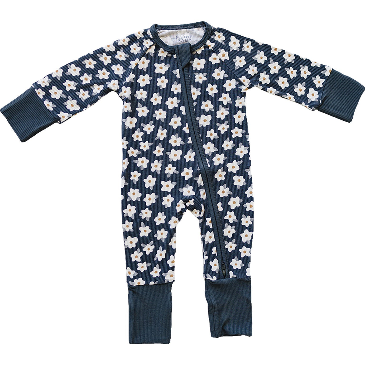 Navy Daisy Ribbed Bamboo Zipper - Baby & Toddler Clothing, Overall, Pattern, Pocket, Cardigan | Everetts Place