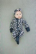 Mebie Baby Navy Daisy Ribbed Bamboo Zipper - 