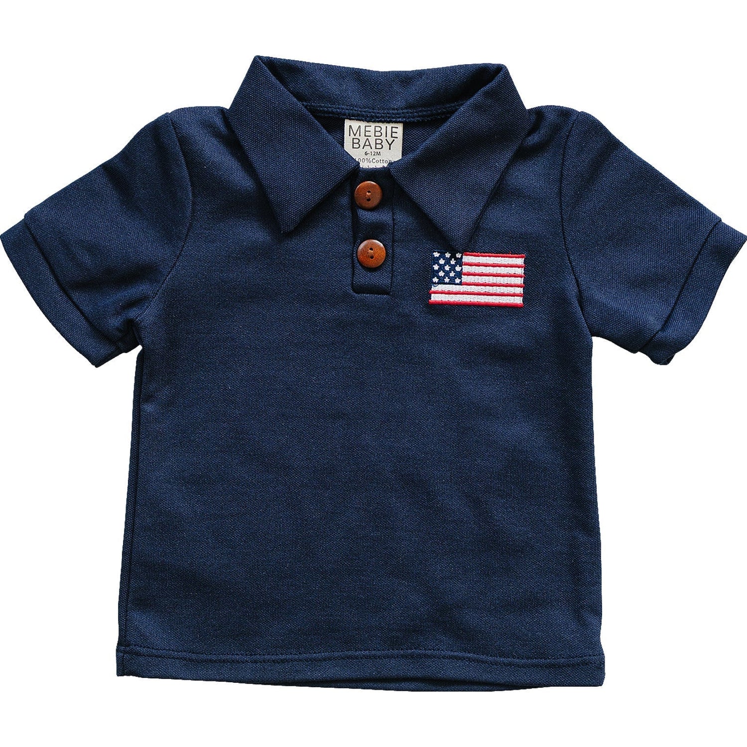 Navy Flag Polo - Sleeve, Collar, Textile, Polo shirt, Button | Everetts Place