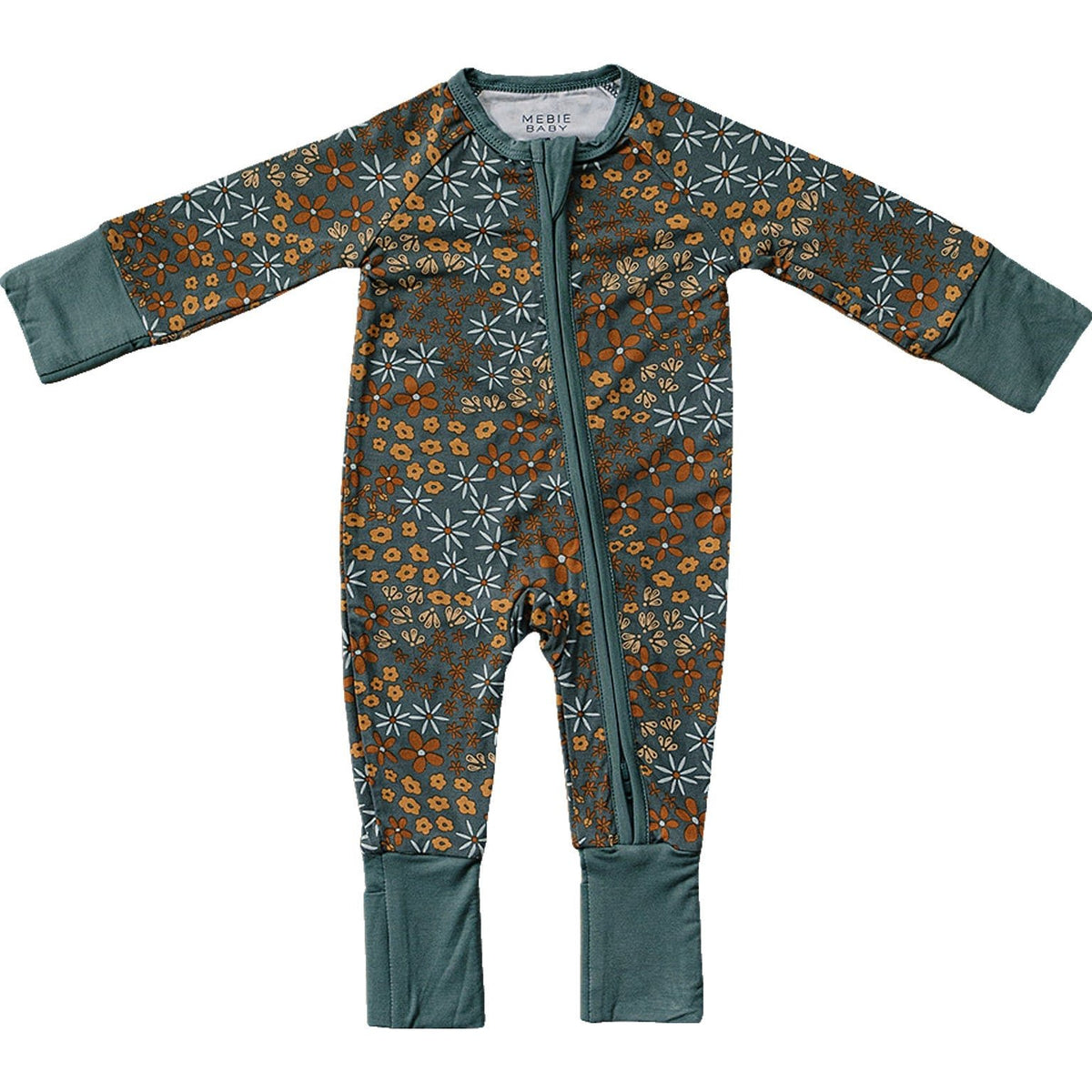 Navy Floral Bamboo Zipper - Brown, Clothing | Everetts Place