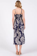 PinkBlush Navy Floral Front Twist Midi Dress - 