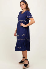 PinkBlush Navy Floral Lace Midi Dress - 
