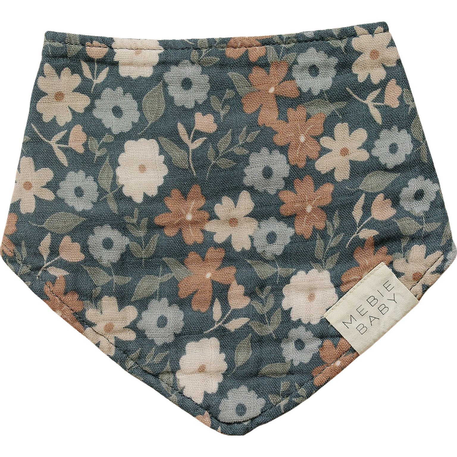 Mebie Baby Navy Floral Muslin Bib for Mealtime by Mebie Baby Premium - 