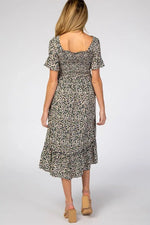 PinkBlush Navy Floral Ruffle Maternity Midi Dress - 