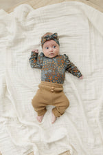 Mebie Baby Navy Floral Ruffle Sleeve Bamboo Bodysuit - 