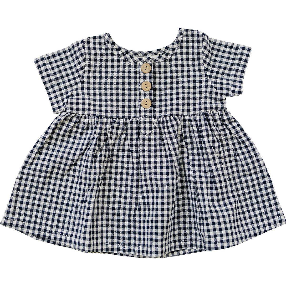 Mebie Baby Navy Gingham Linen Cotton Dress - 