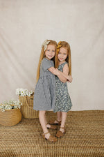 Mebie Baby Navy Gingham Linen Cotton Dress - 