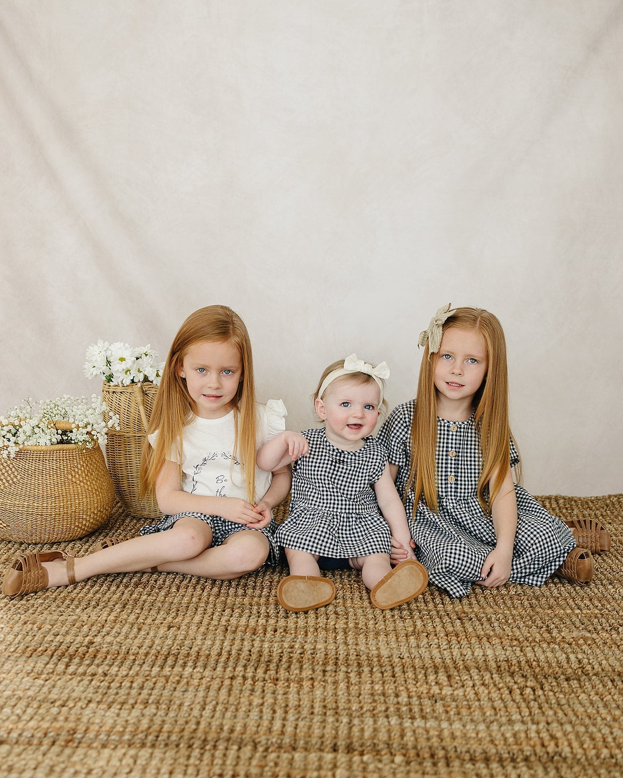 Mebie Baby Navy Gingham Linen Cotton Dress - 