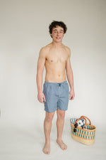 Mebie Baby Navy Gingham Mens Swim Shorts For Adults Classic Comfort - 