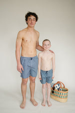 Mebie Baby Navy Gingham Mens Swim Shorts For Adults Classic Comfort - 