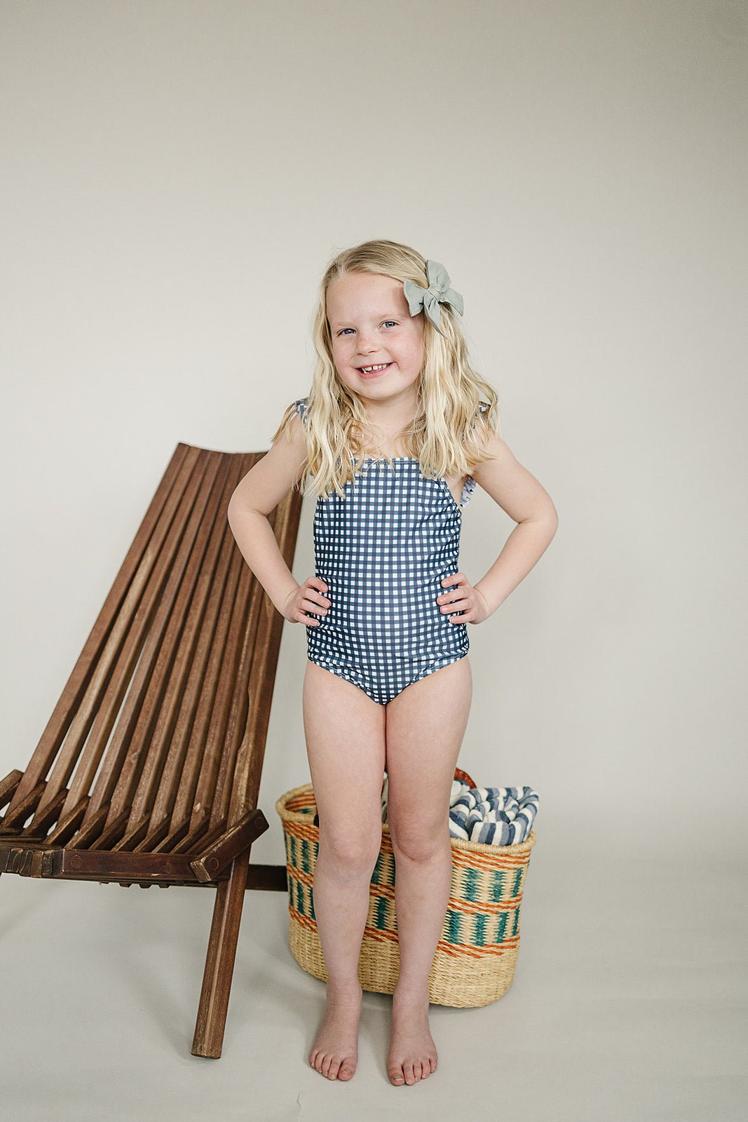 Mebie Baby Navy Gingham One - Piece - 