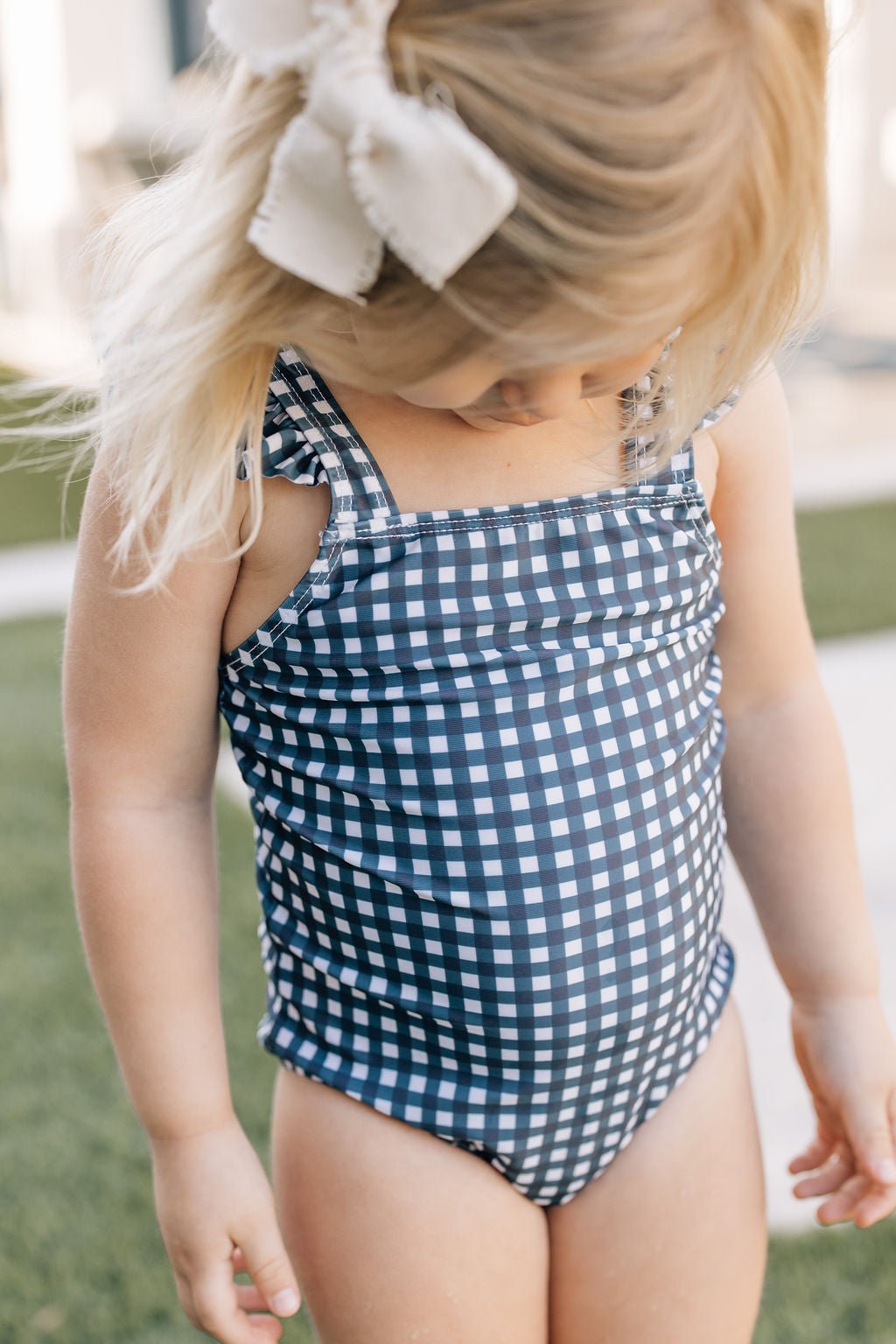 Mebie Baby Navy Gingham One - Piece - 