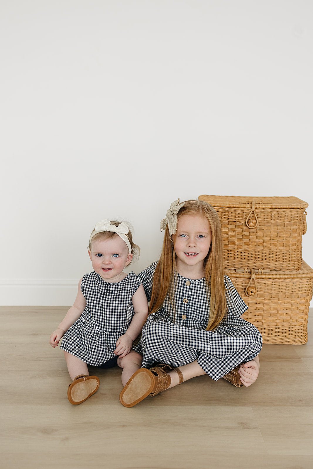 Mebie Baby Navy Gingham Peplum Set - 