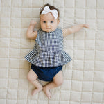 Mebie Baby Navy Gingham Peplum Set - 