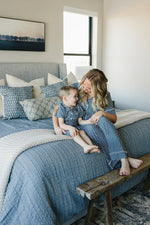 Mebie Baby Navy Gingham Short Pajama Set - 