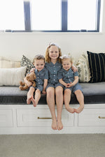 Mebie Baby Navy Gingham Short Pajama Set - 