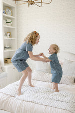 Mebie Baby Navy Gingham Short Pajama Set - 