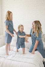 Mebie Baby Navy Gingham Short Pajama Set - 
