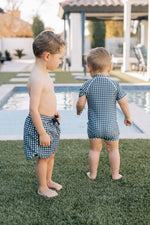 Mebie Baby Navy Gingham Swim Shorts - 