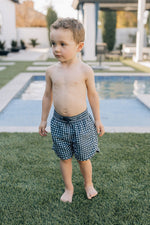 Mebie Baby Navy Gingham Swim Shorts - 