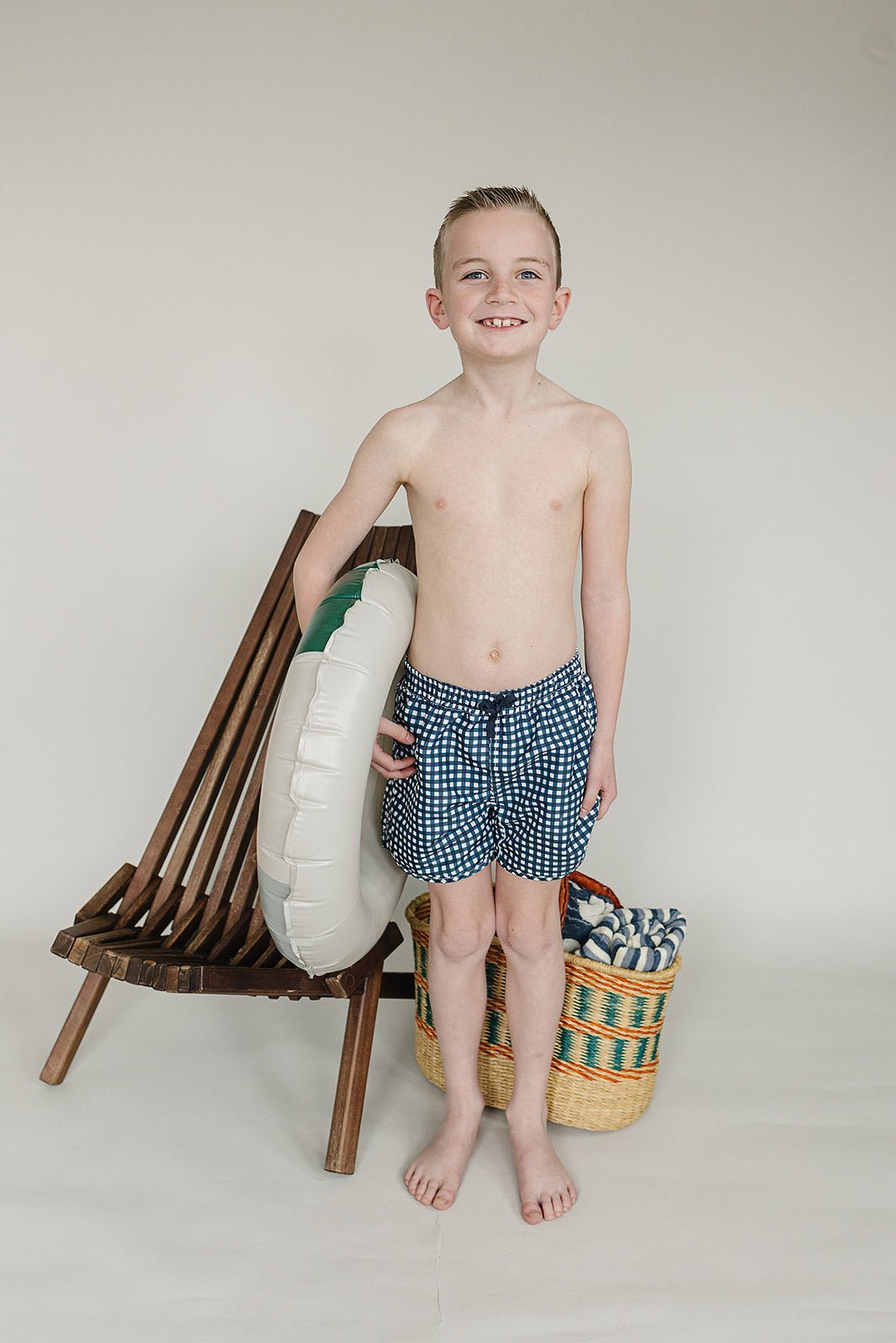 Mebie Baby Navy Gingham Swim Shorts - 