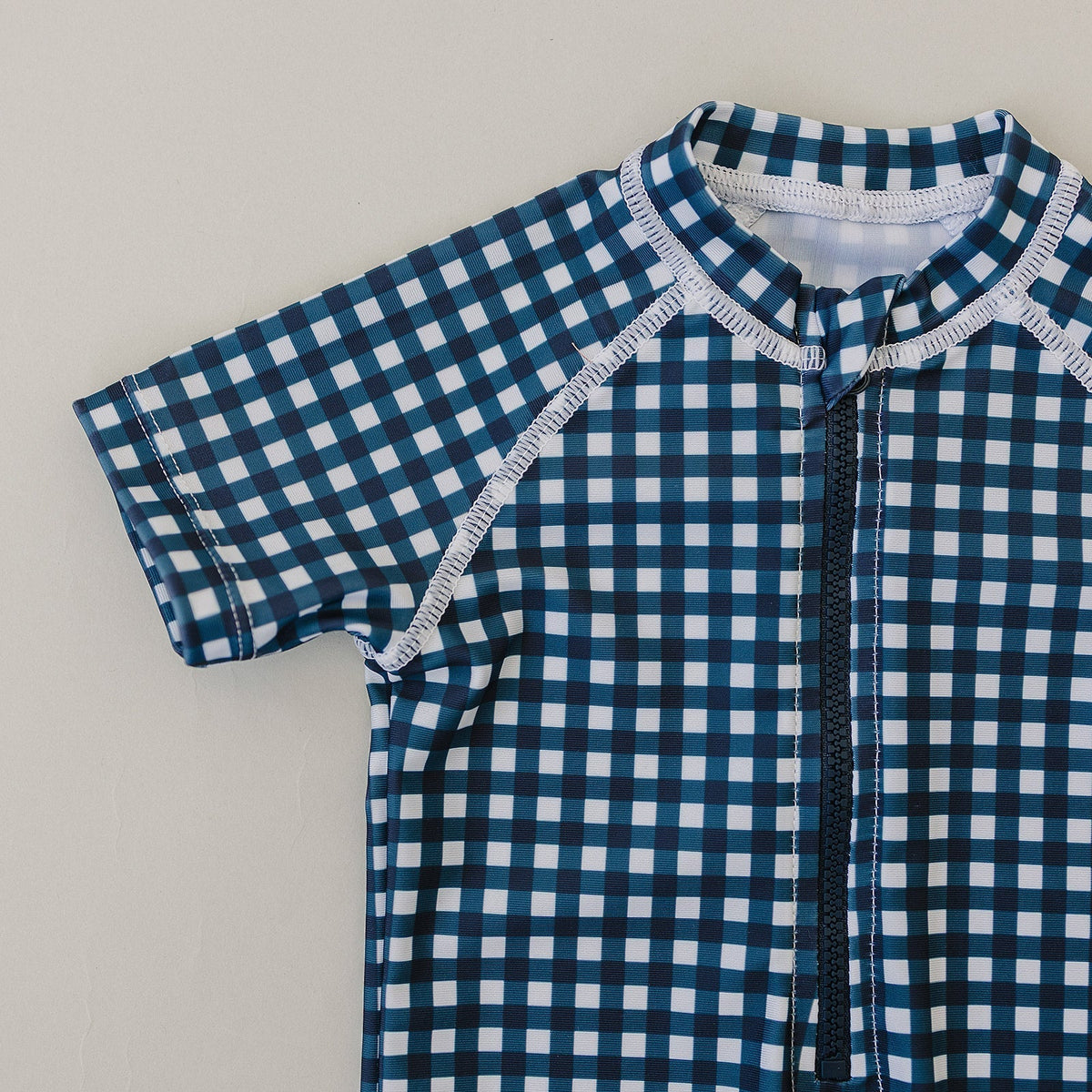 Mebie Baby Navy Gingham Zipper Swimsuit For Babies By Mebie Baby - 
