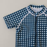 Mebie Baby Navy Gingham Zipper Swimsuit For Babies By Mebie Baby - 