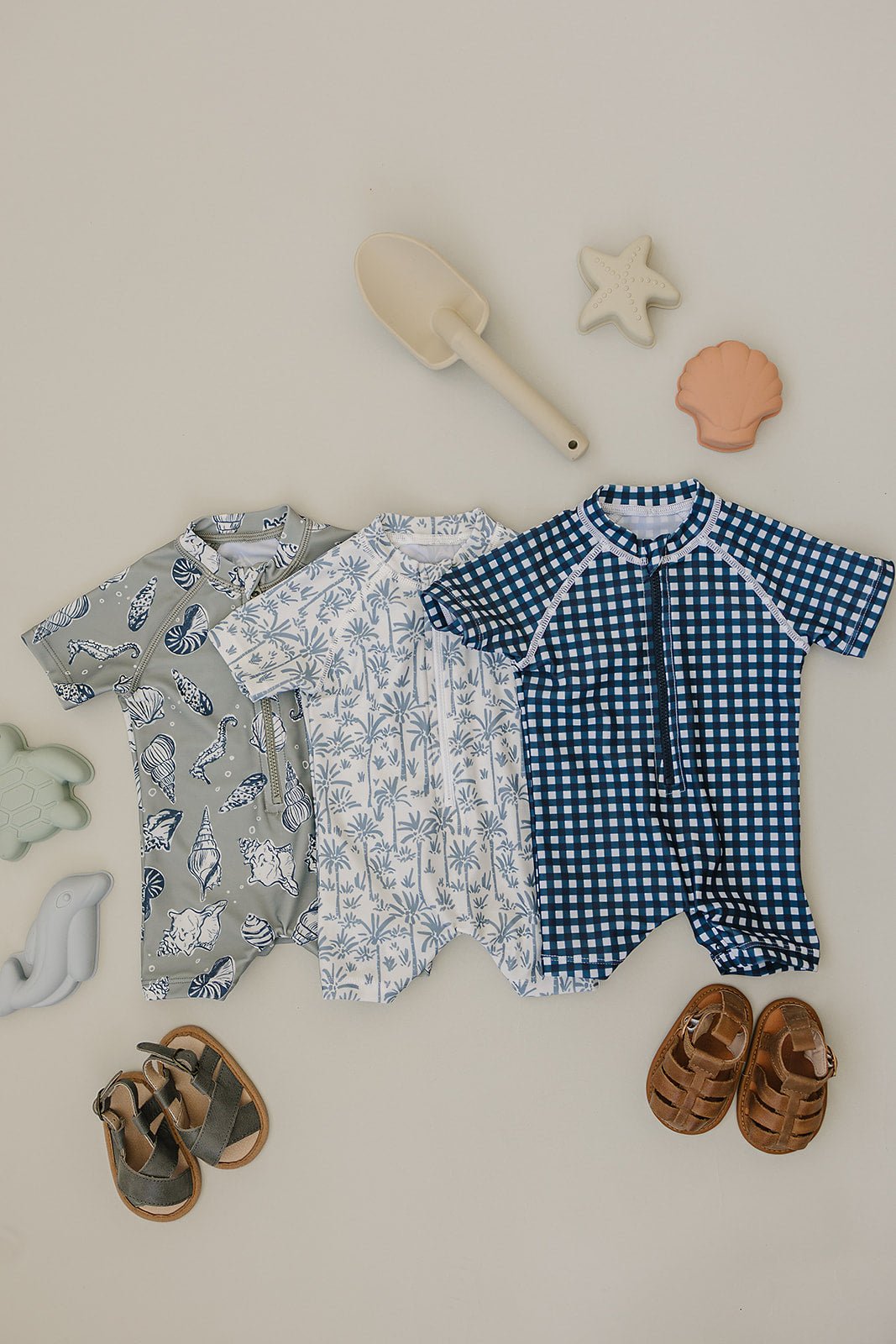 Mebie Baby Navy Gingham Zipper Swimsuit For Babies By Mebie Baby - 