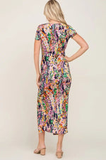 PinkBlush Navy Multi - Color Floral Side Slit Maxi Dress - 