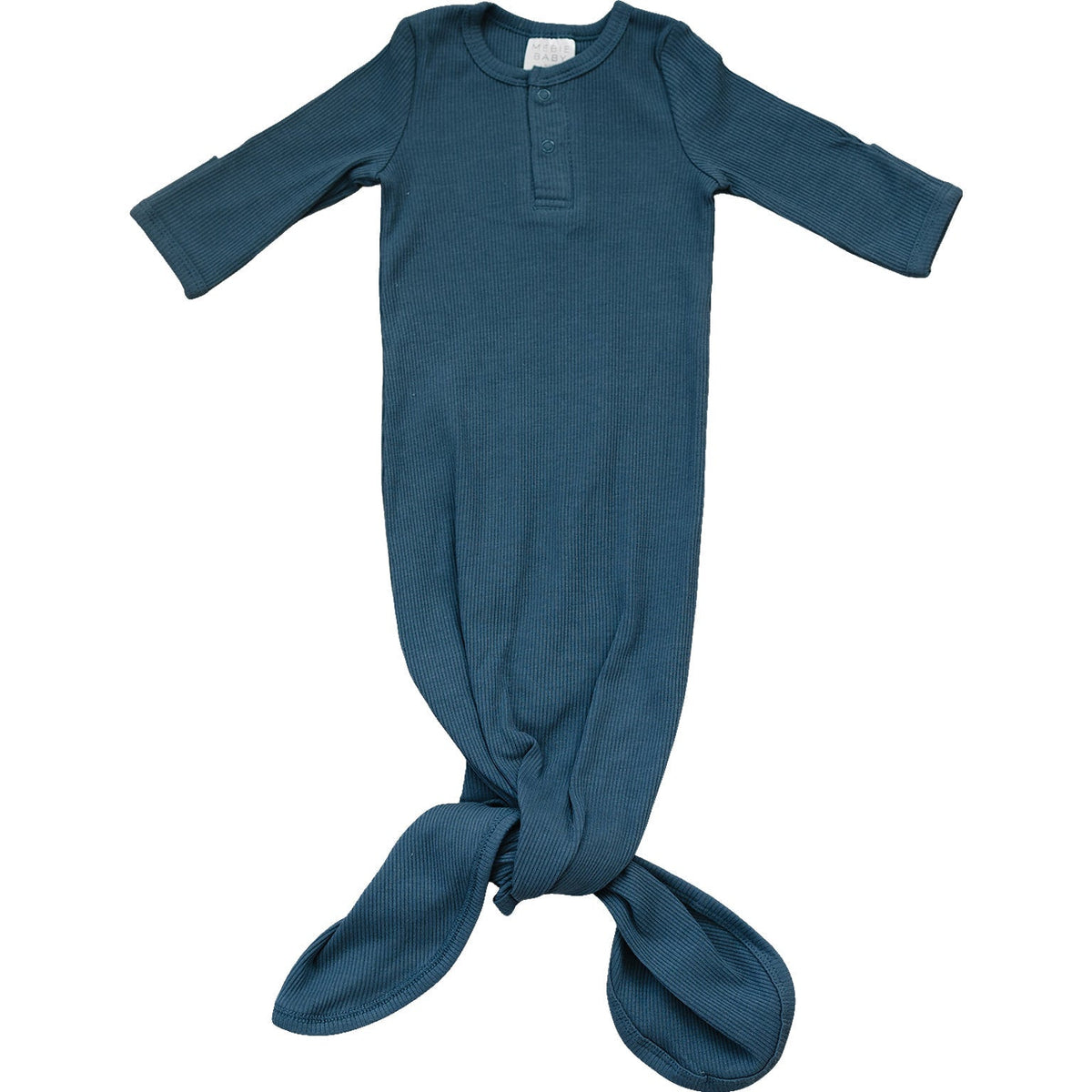 Navy Organic Cotton Ribbed Knot Gown - Textile, One-piece garment, Baby & Toddler Clothing, Pattern, Dress | Everetts Place