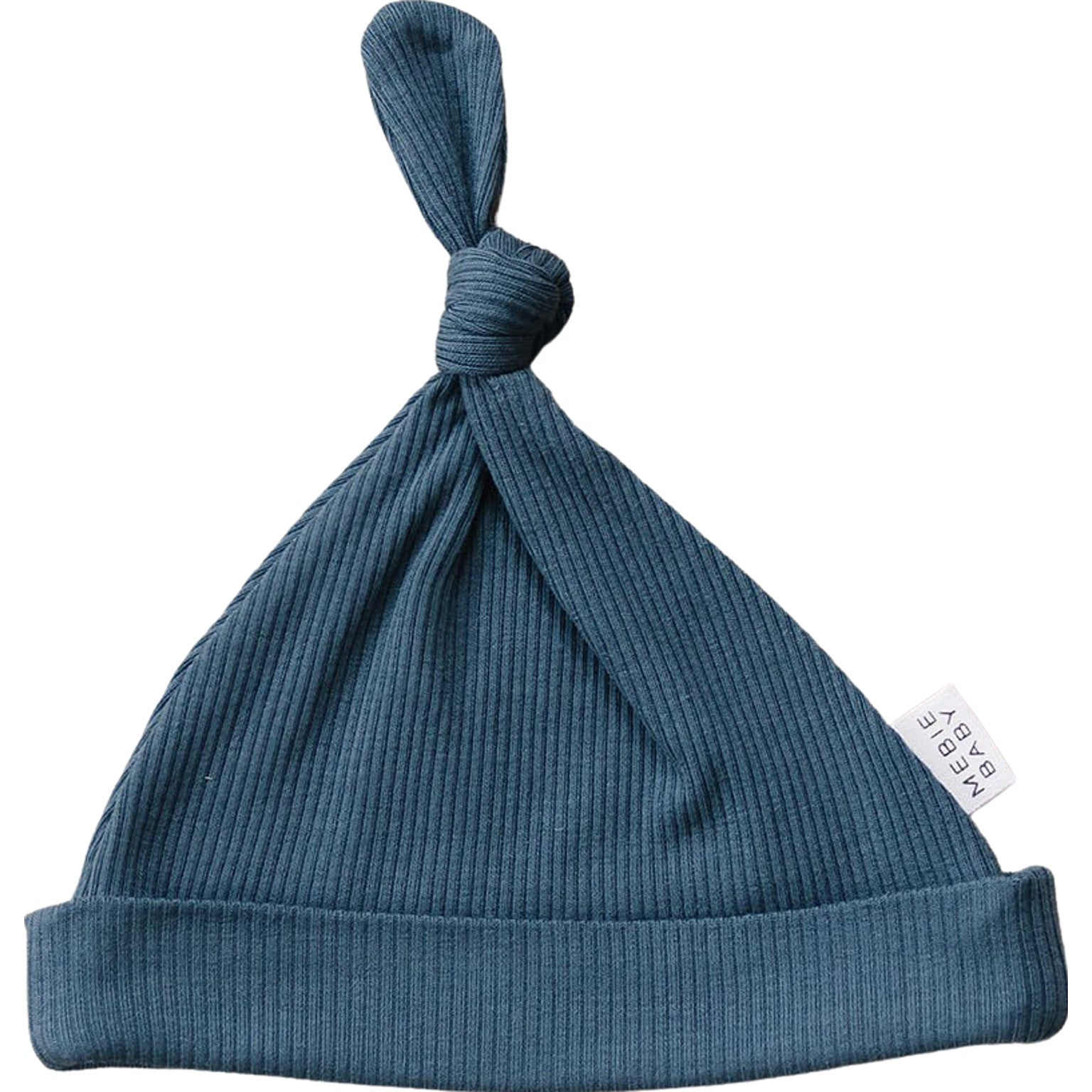 Mebie Baby Navy Organic Ribbed Newborn Knot Hat - 