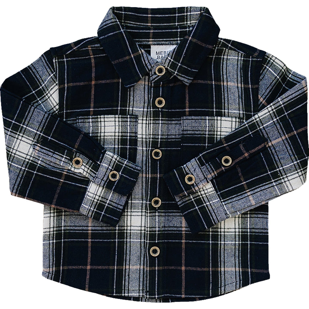 Mebie Baby Navy Plaid Button Up Shirt - 