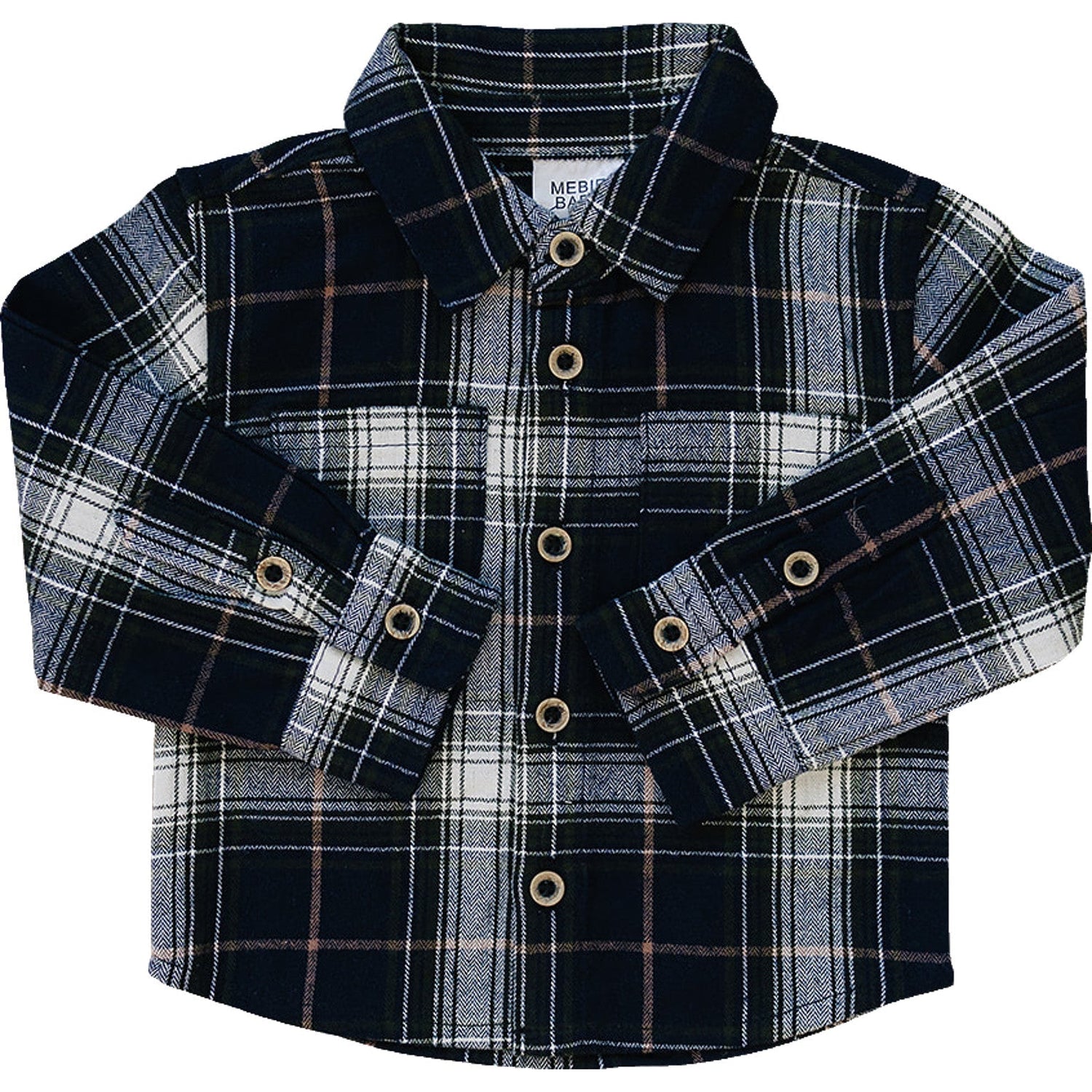 Mebie Baby Navy Plaid Button Up Shirt - 