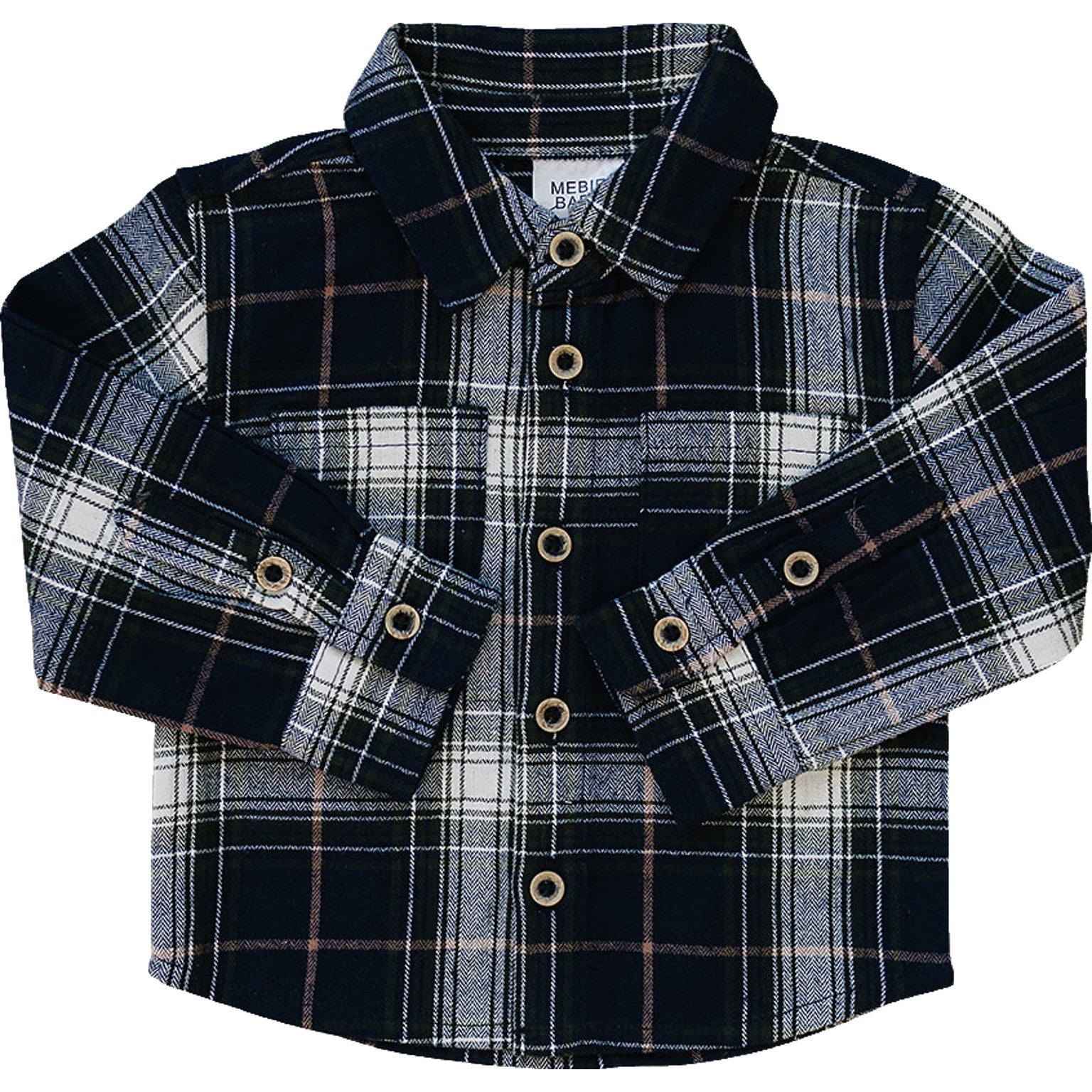 Mebie Baby Navy Plaid Button Up Shirt - 
