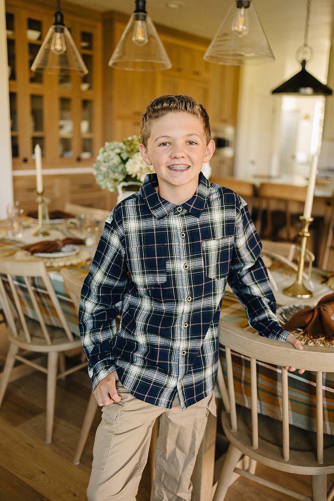 Mebie Baby Navy Plaid Button Up Shirt - 