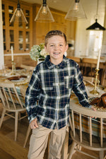 Mebie Baby Navy Plaid Button Up Shirt - 