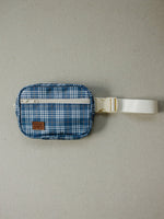 Mebie Baby Navy Plaid Mini Fanny Pack For Kids With Adjustable Strap Travel Essential - 